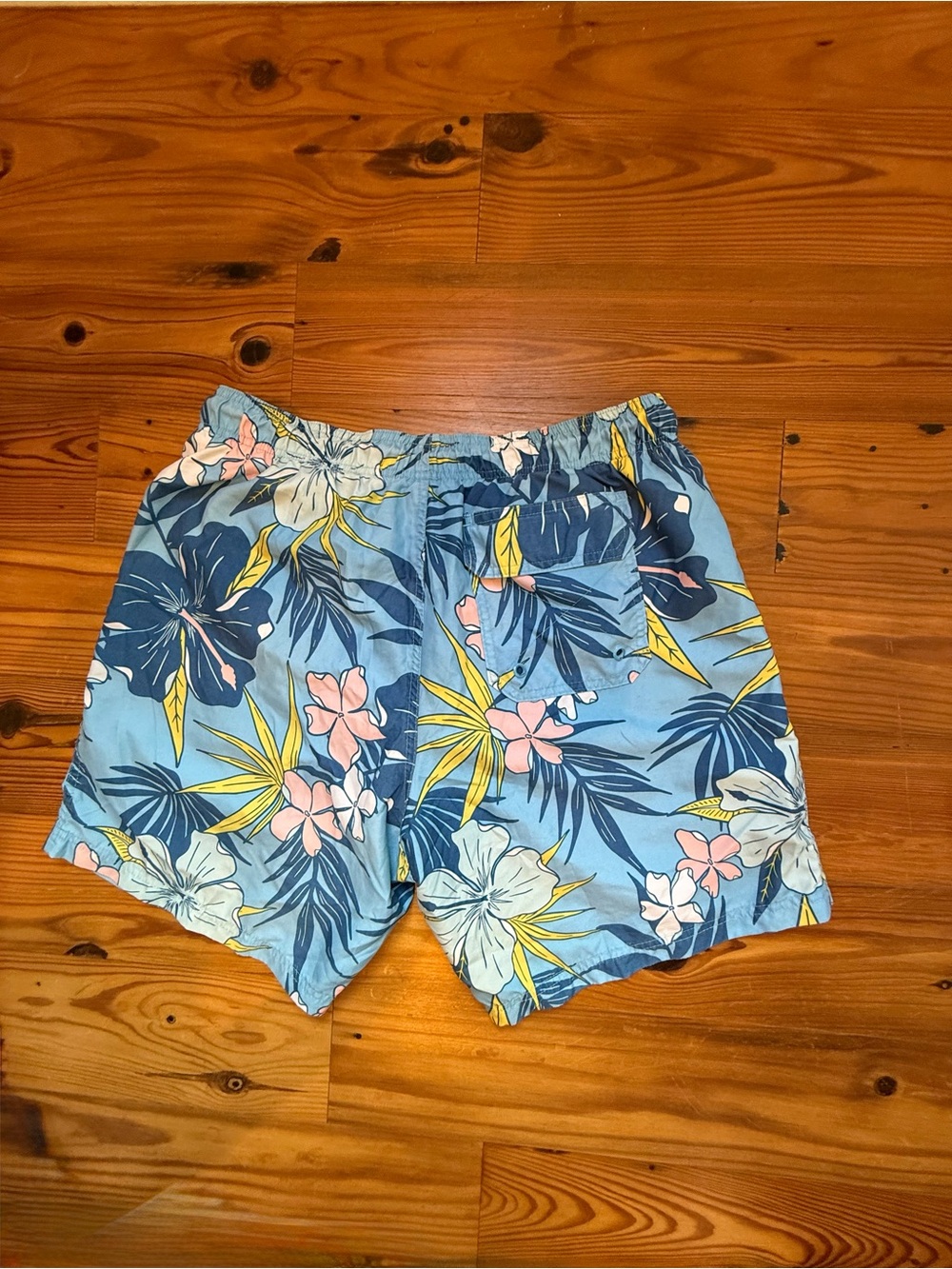George Light Blue Floral Swim Shorts with Yellow & Pink Accents